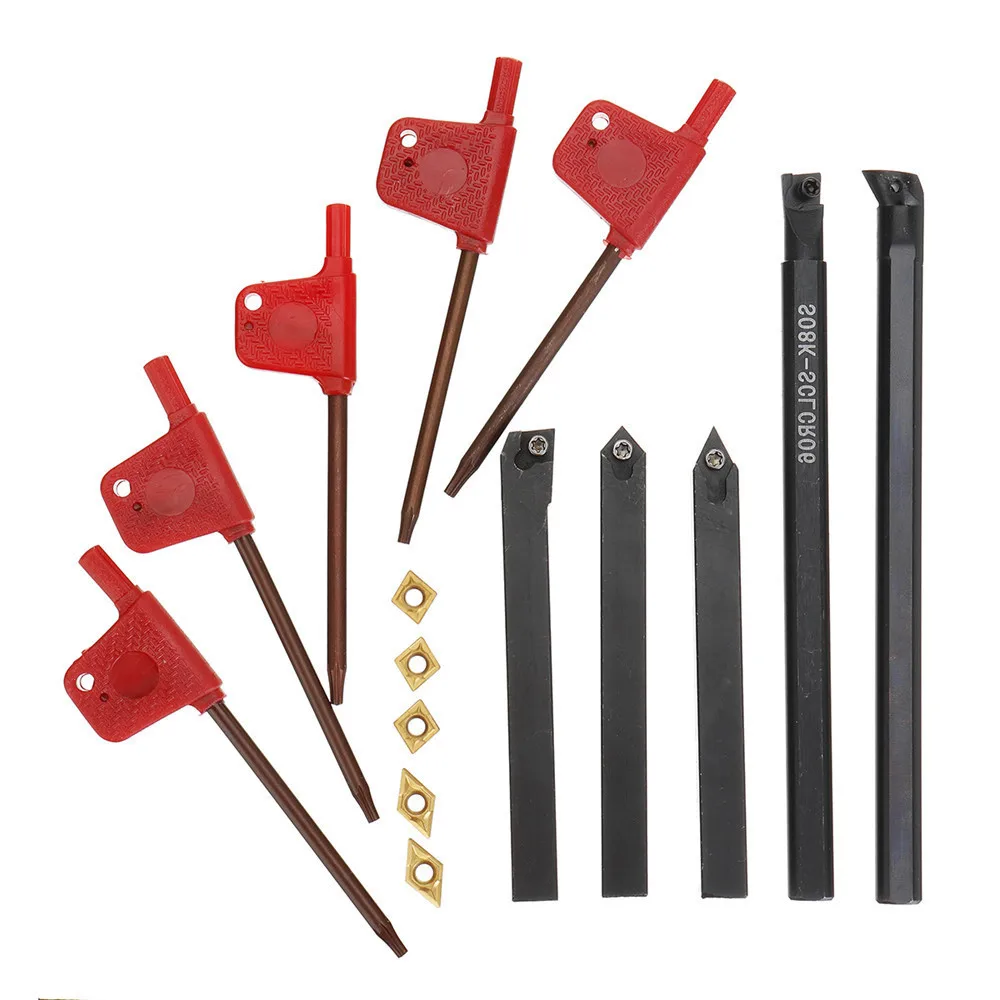 5pcs 8mm Shank Indexable Lathe Turning Tool Holder with CCMT060204 DCMT070204 Carbide Inserts for CNC Machine New Arrival | Инструменты