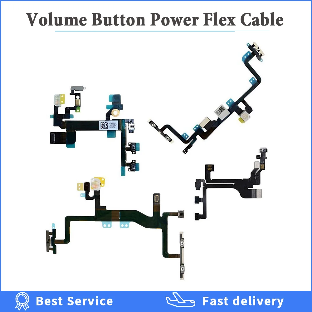 

High Quality Volume Button Flex Cable with Metal Holder For iPhone 5 5S 6 6s 7 8 Plus Power Switch On Off Button Key Flex Cable