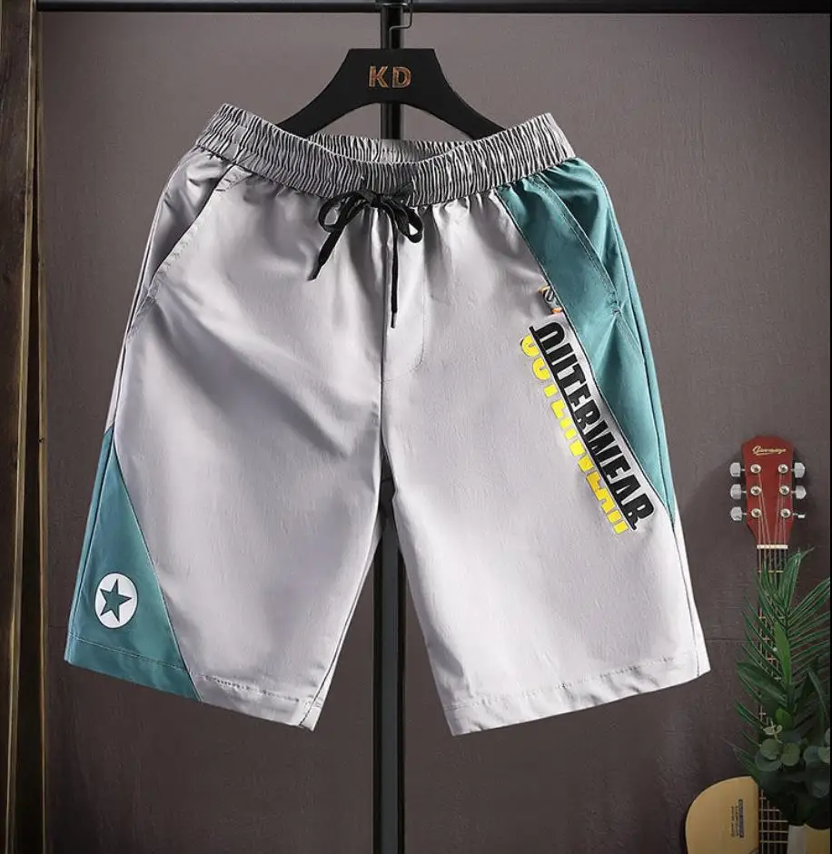 

White Shorts Men Japanese Style Polyester Running Sport Shorts for Men Casual Summer Elastic Waist Solid Shorts Printed Clothing