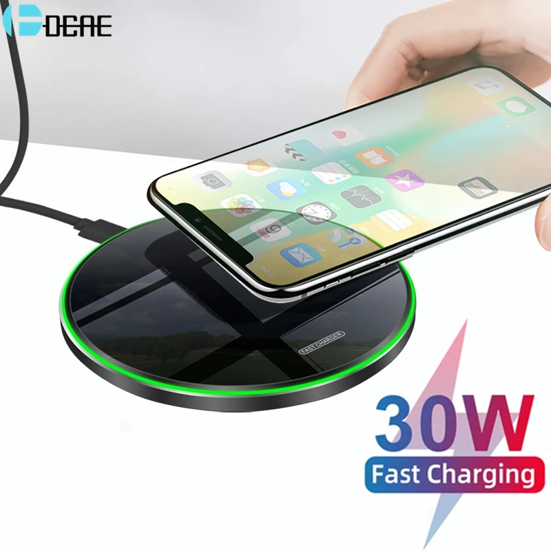 Беспроводное зарядное устройство DCAE 30 Вт для iPhone 14 13 12 Pro Max Mini 11 XS XR X 8 Type C, индукционная панель для быстрой зарядки для Samsung S22 S21