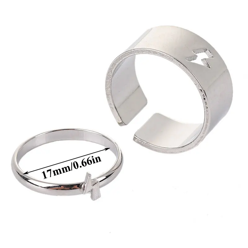

Lightning Bolt Couple Promise Ring Set - Lightning Bolt Jewelry, His and Her Ring, Alternative Minimalist Simple Matching Ring,