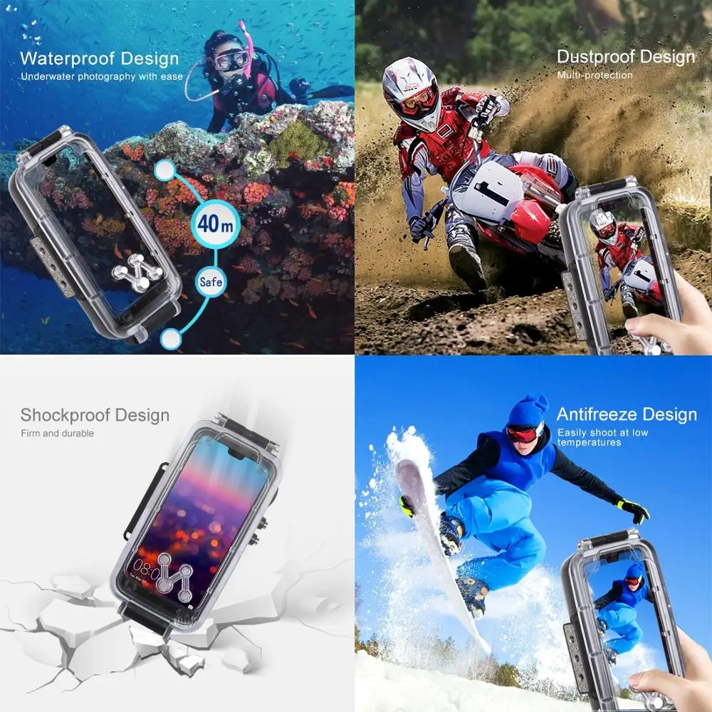 Waterproof Diving Case for Huawei Mate 20 Pro 40m/130ft Underwater swimming Cover P20 pro Photo Camera | Мобильные телефоны и