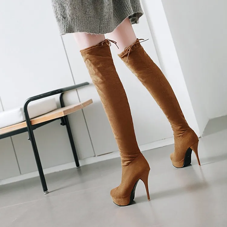 Сапоги выше колена ботфорты на ремешке без застежки большие размеры 9/10/11