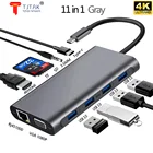 Адаптер Tjtak HDMI VGA 11 em 1 Тип C USB 3,0 Порто 4K HDMI VGA RJ45 Gigabit Ethernet для MacBook pro