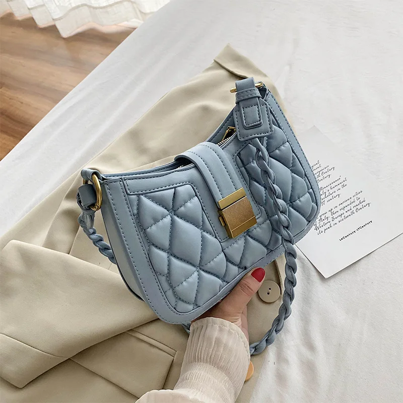 

Designer Thread Female Shoulder Bag 2020 New Quality Pu Leather Women's Designer Braided Shoulder Strap Handbag Bolsa Feminina