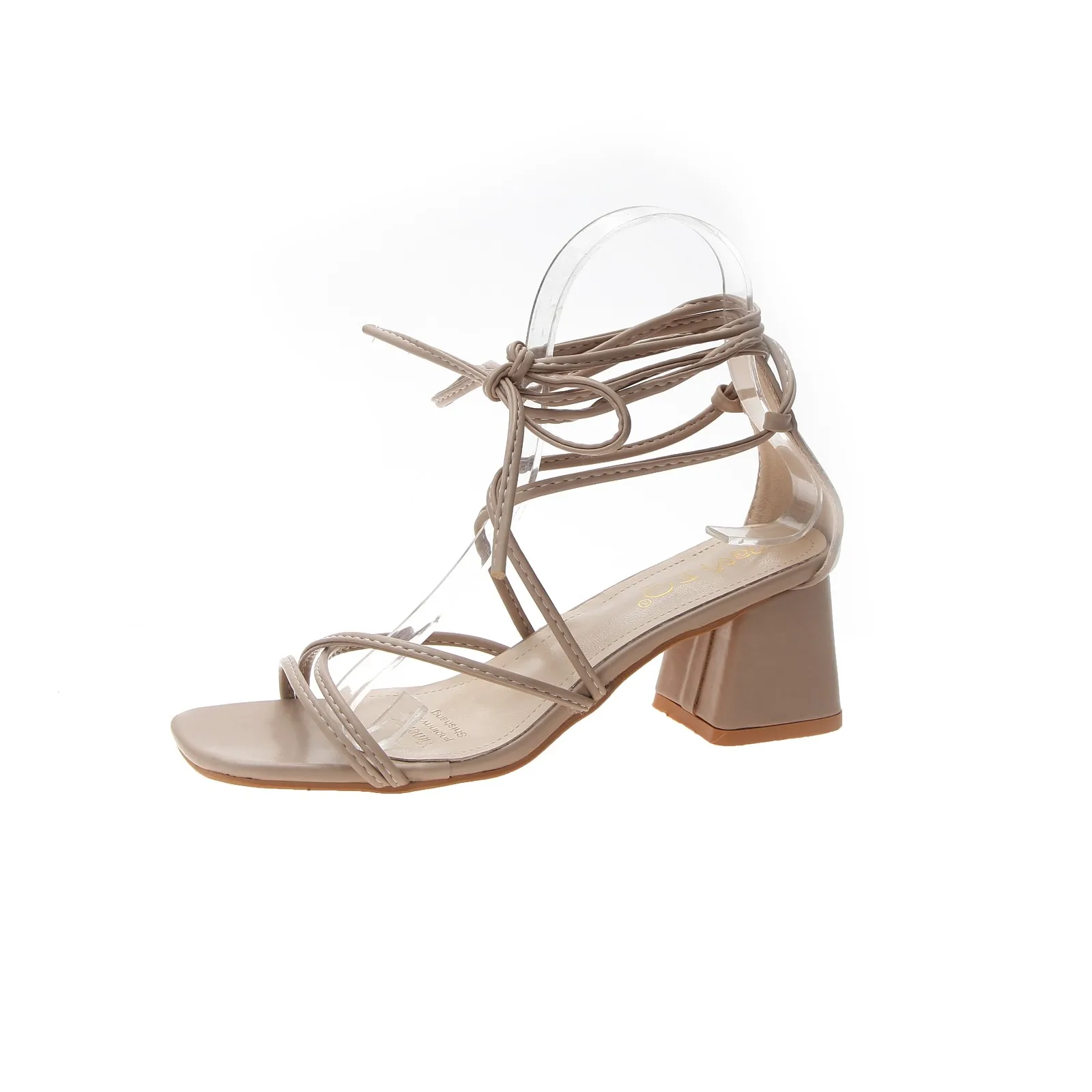 

Women Sandals Ladies Peep Toe Square Heel Sandals women Rome lace-up high heels dress Shoes Female Casual Soft Beach Shoes mujer