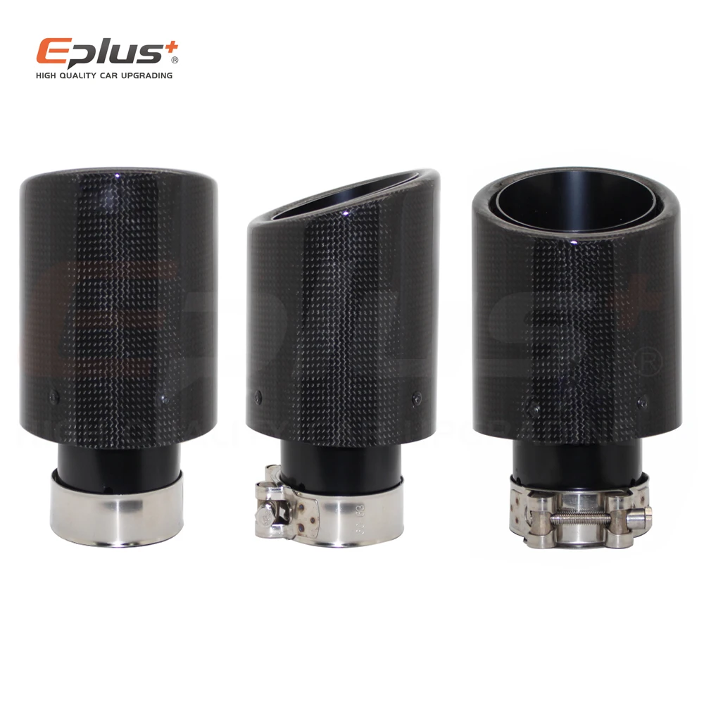 Car Glossy Carbon Fibre Exhaust System Muffler Pipe Tip Curl Universal Black Stainless Mufflers Decorations For Akrapovic