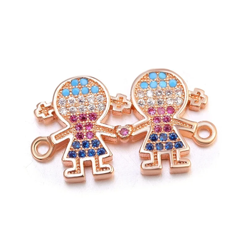 Rose Gold Juya DIY Женские аксессуары, браслеты ручной работы Многоцветный мама мальчик девочка дочь Шарм Разъемы для дружбы ювелирных изделий - Color: Rose Gold