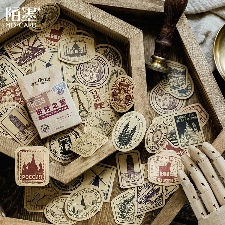 Old Time Trip Sealing Sticker Envelope Creative 46 Pcs/lot Material Shape Hand Book Item Decorative Boxed Brand Name Age Size | Канцтовары