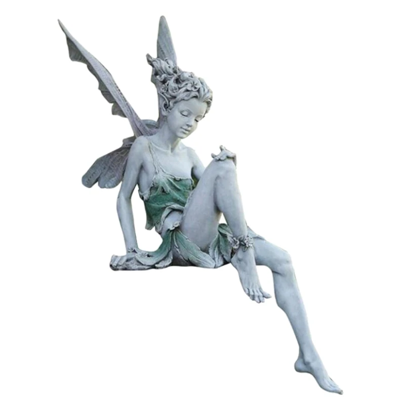 

LXAF Sitting Fairy Angle Statue Garden Ornament Art Resin Craft Landscaping Yard Sculptures Decoration for Home Garden Patio