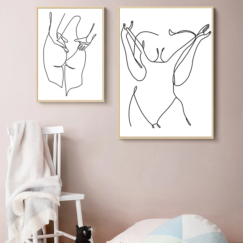

Minimalist Abstract Girl Body Lines Canvas Painting Wall Art Nordic Posters and Prints Wall Pictures for Living Room Decoration