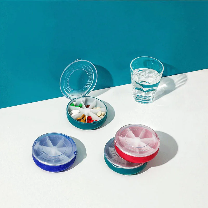 

A Must-have7-compartment Moisture-proof Large-capacity Round Storage Box,diameter 8.5cm,height 2.5cm,travelmedicinepackaging Box