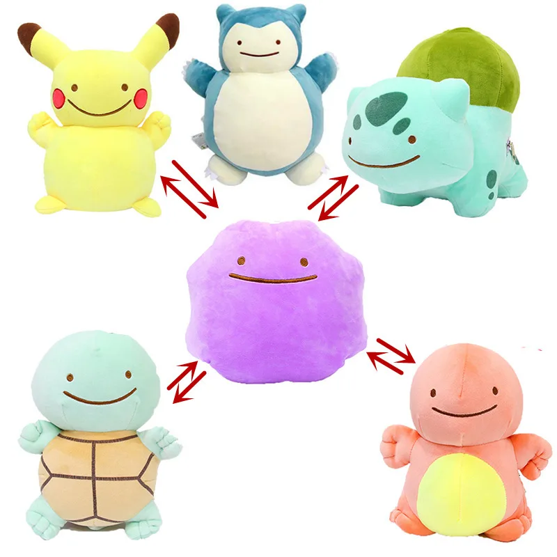 Charmander Squirtle Bulbasaur Plush Toy Pikachu Pokemon Stuffed Doll Ditto imitate Double sided Toys Gift