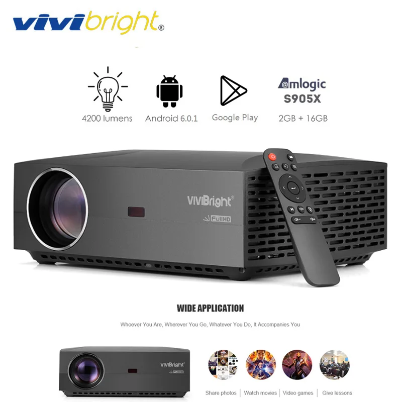 VIVIBRIGHT F30UP ЖК-проектор Android домашний развлекательный коммерческий 1080P FHD 4200 люмен Bluetooth 4,0