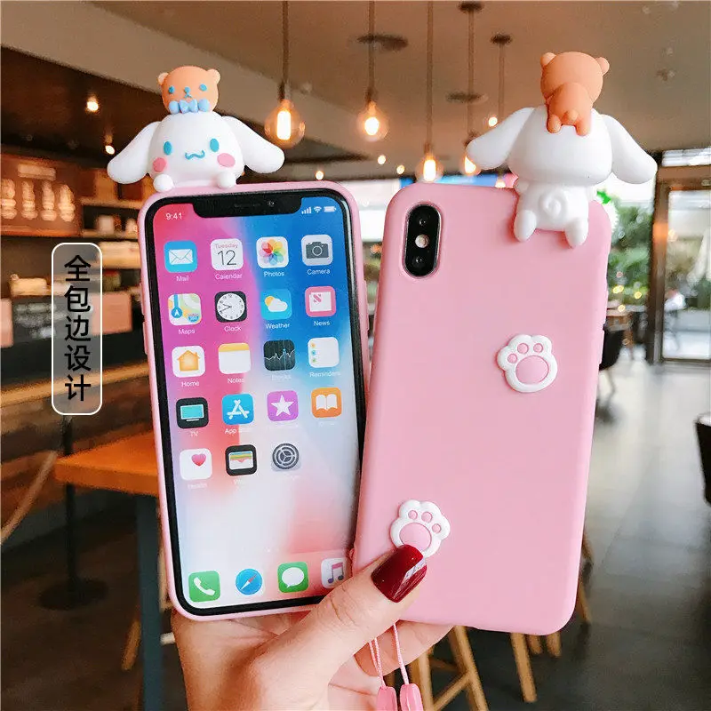 Милый мультяшный 3D чехол Lanyard с кошачьей лапой в стиле коричной лапы для Samsung Galaxy