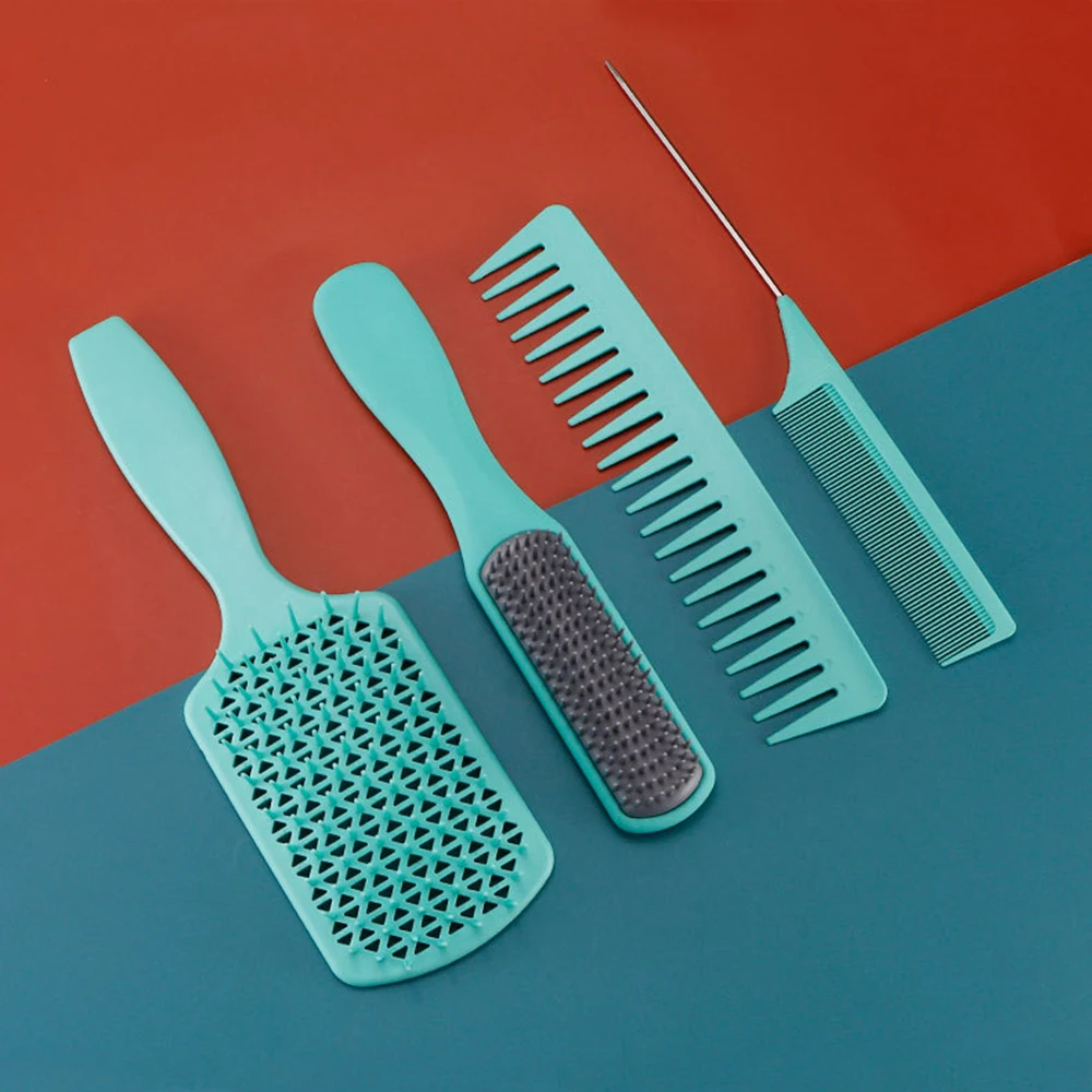 

4pcs Detangling Hair Hrush Hair Comb Set Detangler Hairbrush For Curly Hair Barber Accessories Hair Care Styling Tools