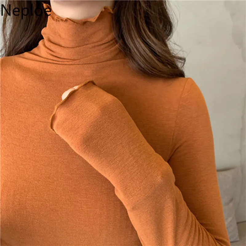 Neploe Turtleneck Candy Colors Bottom Knit Sweater Women Autumn Winter Slim Long Sleeve Wooden Ear Pull Femme Basic Jersey 47930 |