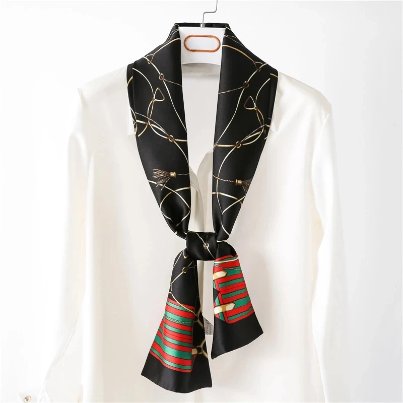 

2022 модный Шелковый шарф с цветочным принтом, женские тонкие длинные шарфы на шею, Офисная Женская шаль, банданы, женские сумочки, шарфы для в...