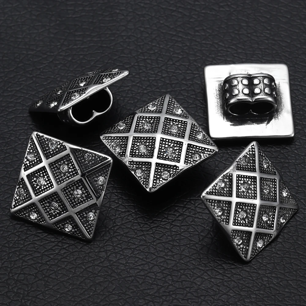 Бусины-слайдеры из нержавеющей стали с двойным отверстием 5 мм квадратная горная