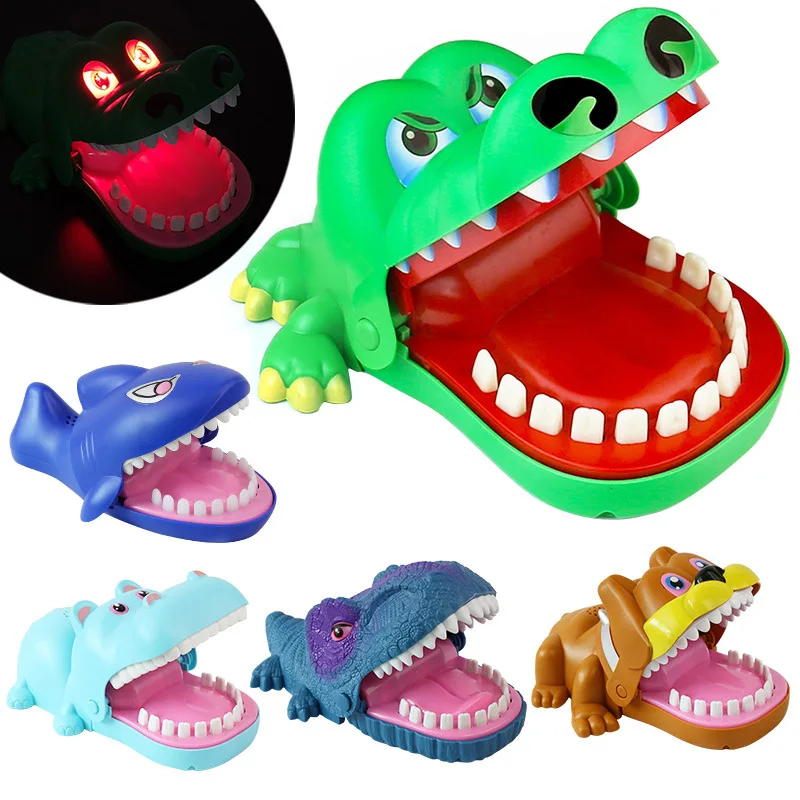 

Hot Creative Big Size Crocodile Mouth Dentist Bite Finger Game Funny Gags With Light & Sound Toy For Kids Family Party Play Fun