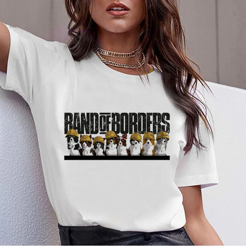 

BAND OF BOROERS Cartoon animal print short-sleeved top women's T-shirt casual loose wild couple outfit men harajuku Tshirt