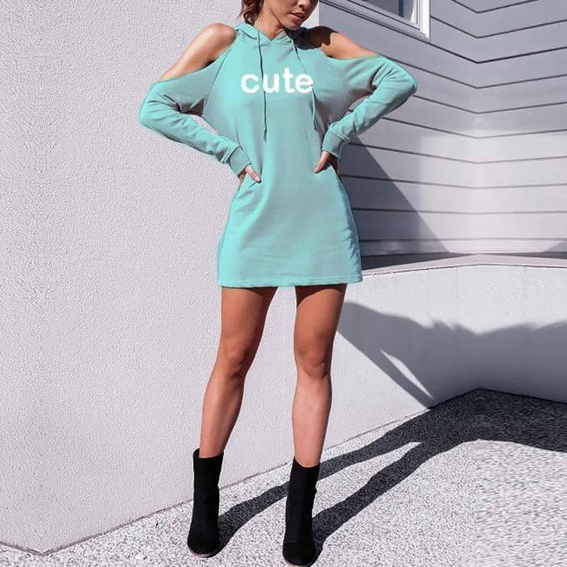 Толстовка женская с открытыми плечами пикантный Модный свитшот надписью милый