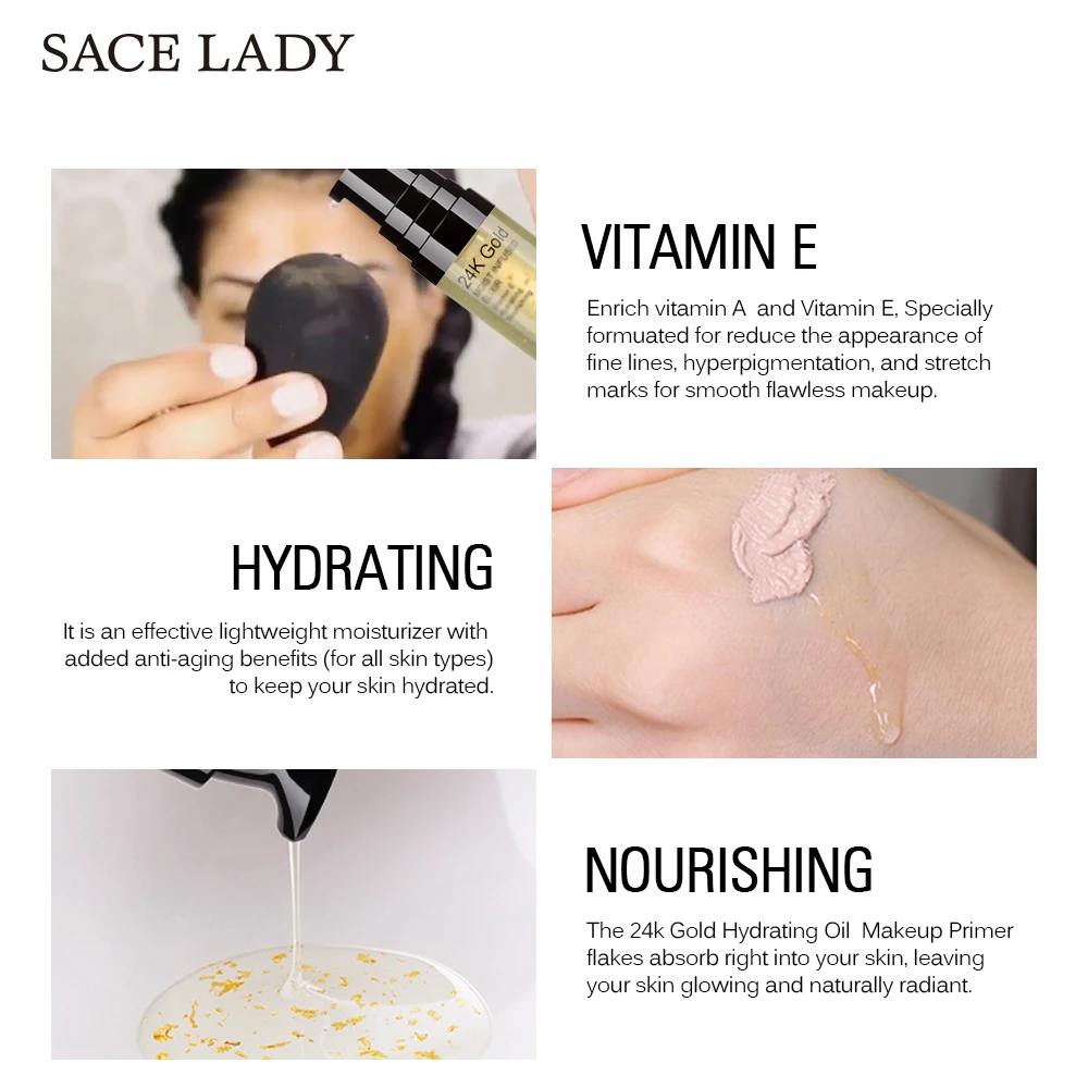 SACE LADY Elixir масло для макияжа лица Грунтовка УВЛАЖНЯЮЩАЯ основа грунтовка пор 24 К 6
