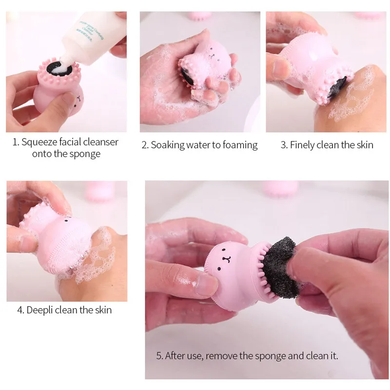 

CkeyiN 3 Heads Face Cleansing Brush Rechargeable Facial Massager Cleaner Blackhead Removal Acne Pimple Improve Skin Care Tool