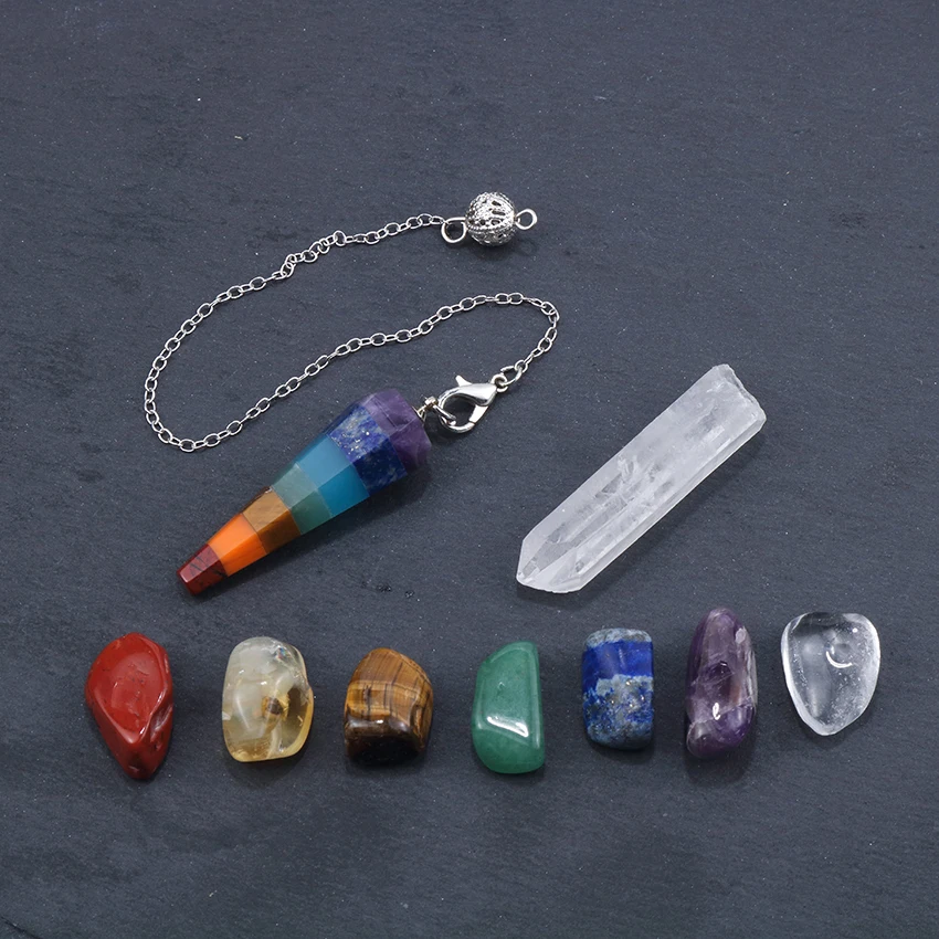9 шт. семейная чакла набор семь чакр маятник белая Хрустальная колонна Йога энергетический художественный камень для украшения дома