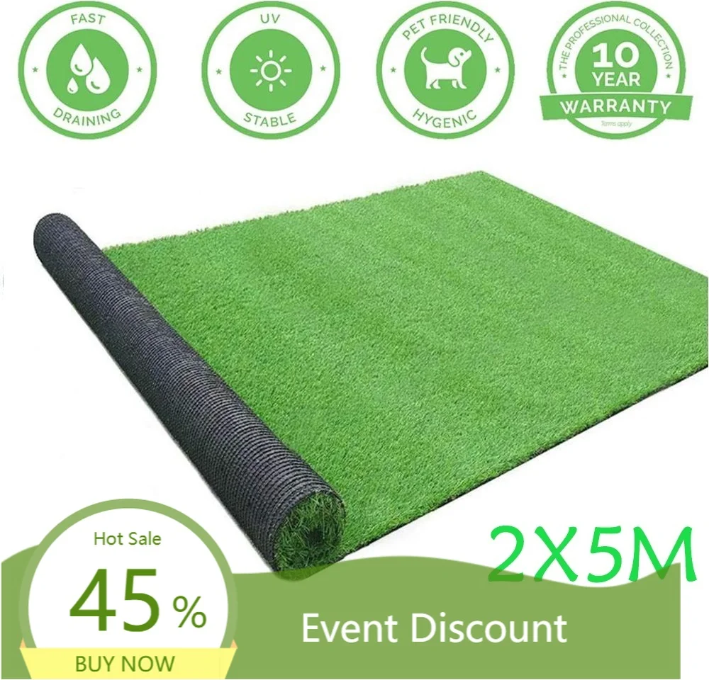 

2*5M Outdoor Artificial Grass Mat, Indoor Outdoor Landscape Decoration, Lawn Turf Synthetic Rugs Mat