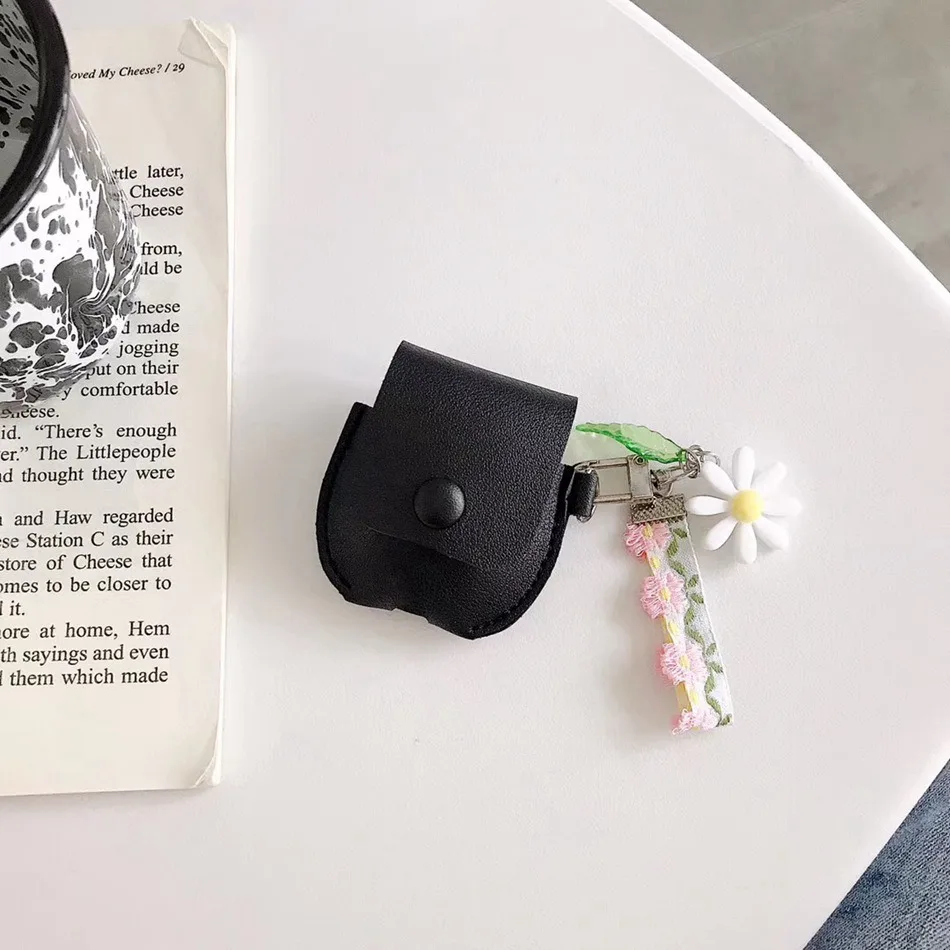 Flower Black Чехол для AirPods милый мультяшный слон кожухи головных телефонов для Apple Airpods 2 забавные аксессуары защитный чехол с кольцом на палец - Цвет: Flower Black