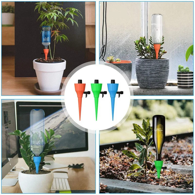

Plant Self Watering Spikes Devices, 24Pack Adjustable Plants Drip Irrigation Spike with Slow Release Control Valve Switch for Mo