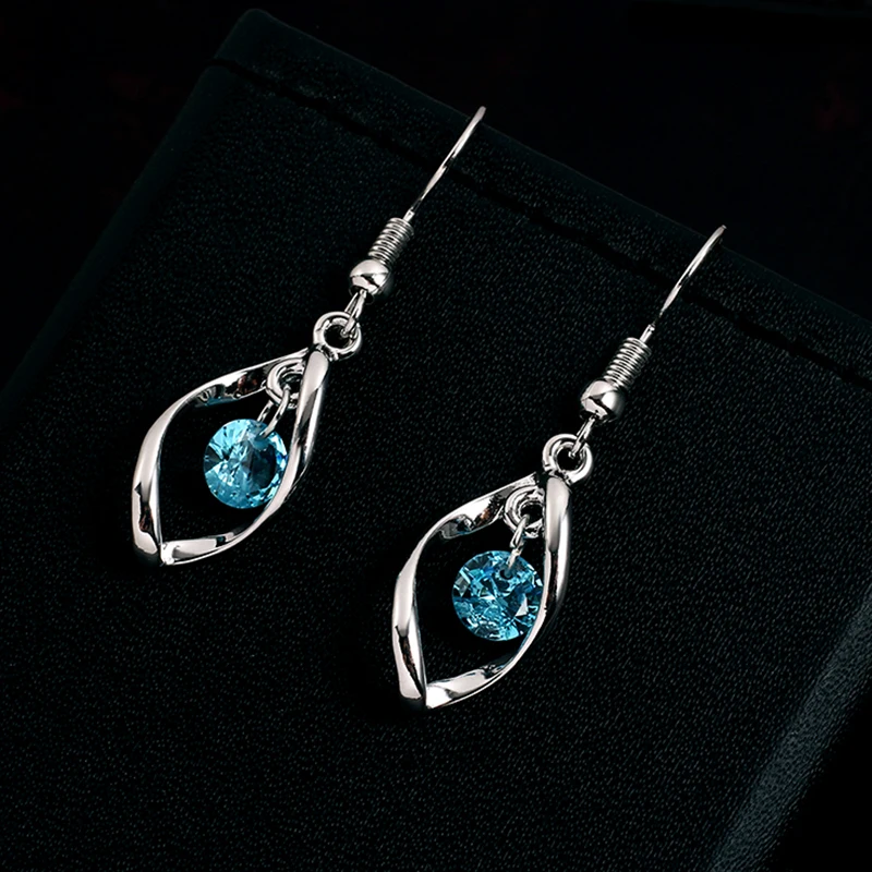 Серьги длинные Сережки Зеленые для женщин Мода г. Jewelry Аксессуары Gem Gold падения мотаться большой чешские Boho серьги с камнями бижутерия серьги висячие - Окраска металла: blue
