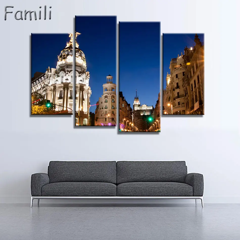 

4Pieces/set Spain Printed Canvas Painting Banknotes Wall Art Posters Unframed Modular Paintings Hot Cuadros Decor HD Wall Pictu