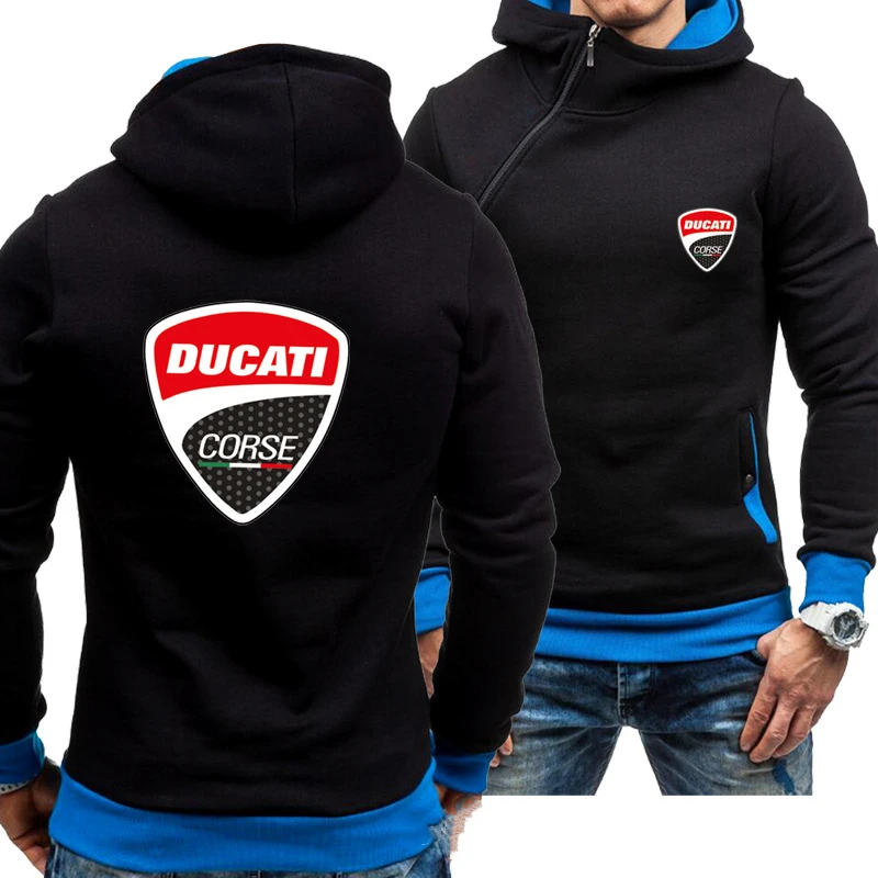 

Толстовка мужская с капюшоном, повседневная кофта на молнии с длинным рукавом и принтом, с логотипом автомобиля DUCATI, в стиле хип-хоп