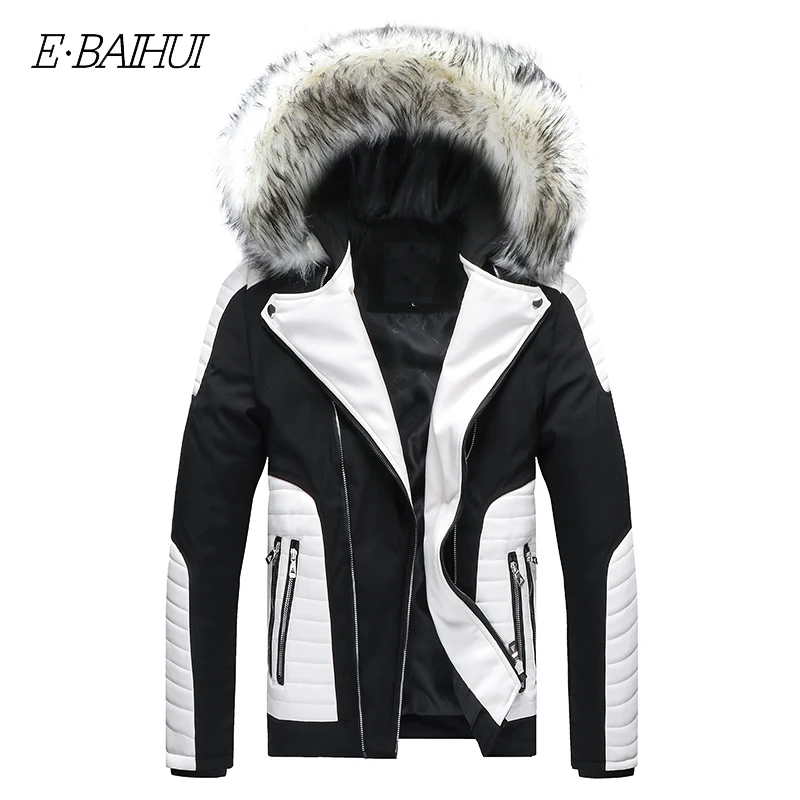 Мужская мотоциклетная куртка черная кожаная с меховым воротником в стиле