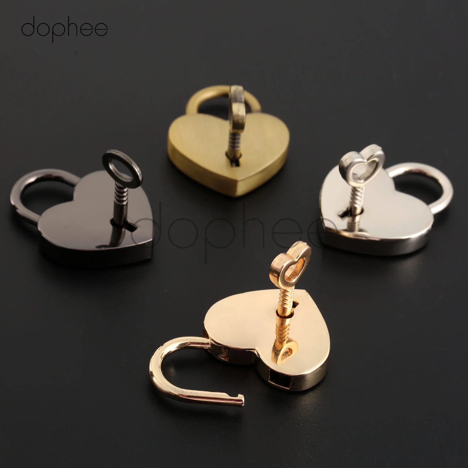 Dophee 1 шт. 39*30 мм мини любовь в форме сердца Блокировка блокировки 4 цвета с ключом