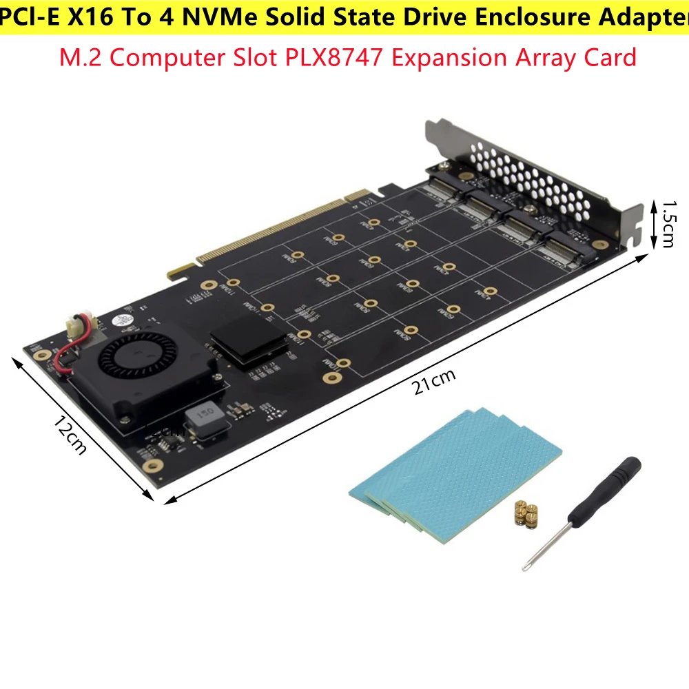 

PCIE SSD PCl-E X16 To 4 NVMe Solid State Drive Enclosure Adapter 4 Ports M.2 Computer Slot PLX8747 Expansion Array Card Dropship
