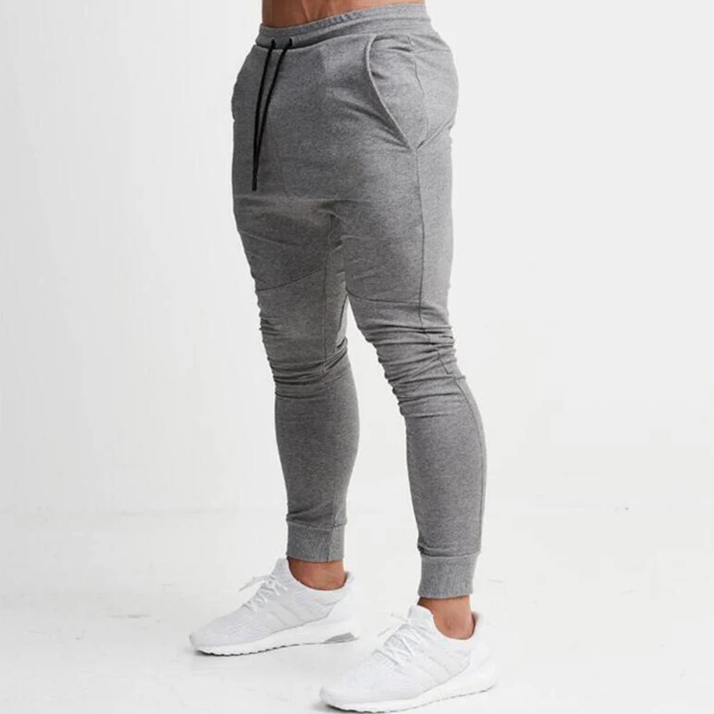 gray99 nologo Модные мужские спортивные штаны для бега, повседневные длинные штаны для фитнеса, мужские тренировочные обтягивающие спортивные штаны для бега, спортивный костюм, хлопковые брюки - Цвет: gray99 nologo