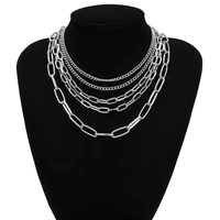 gothic chunky multi chain choker necklace punk rock statement necklace women goth jewelry vintage collier femme fashion jewelry