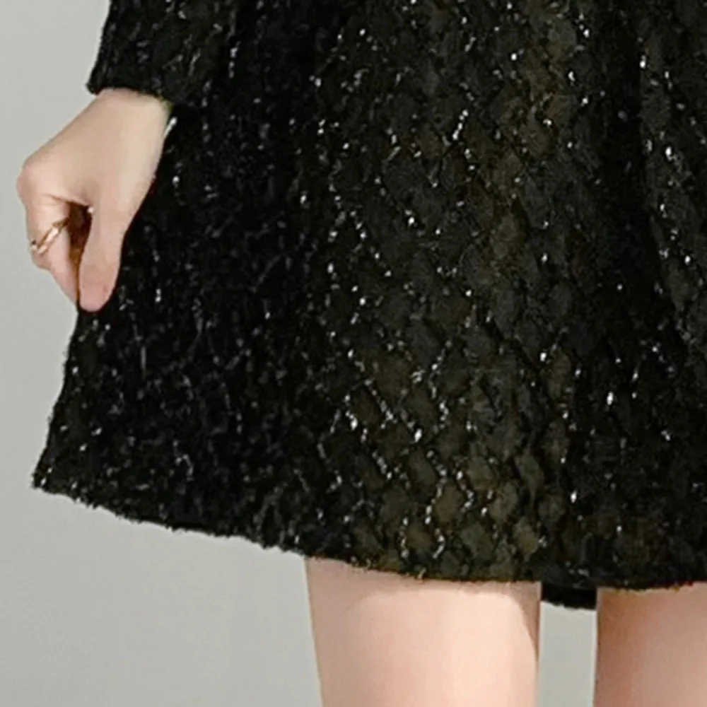 

Japan Style Korean Fashion Spring Summer Women's Dress Temperament Elegant Retro Net Yarn Perspective Round Neck Long Sleeve