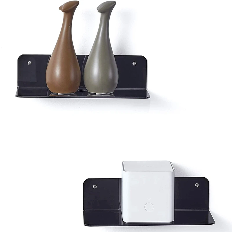 

8 Pcs Acrylic Floating Wall Shelves Flexible Use Of Wall Space, Adhesive Display Shelf, 4 Pcs Black & 4 Pcs White