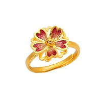fashion flower rings exquisite enamel luxury golden jewelry for women wedding engagement romantic accessories new year gift