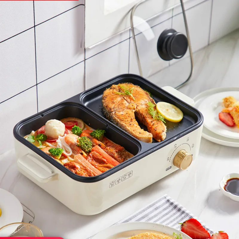 

Household multifunctional shabu shabu chafing dish barbecue and decoction integrated pan barbecue electric baking pan net red