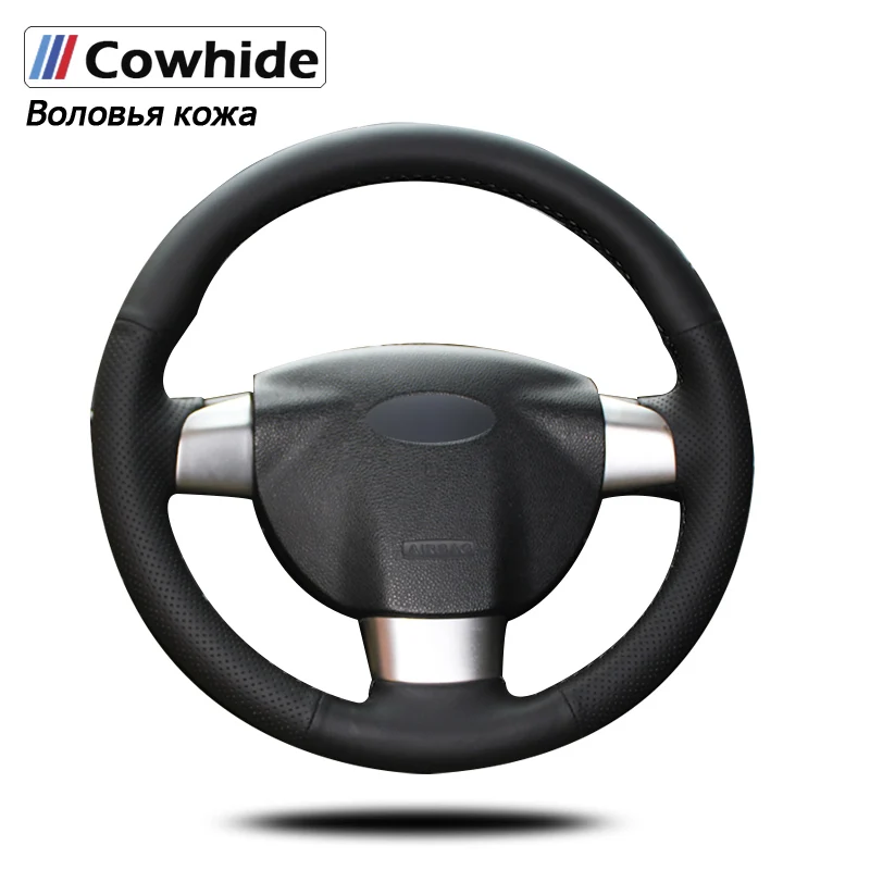 

Black Genuine Leather Car Steering Wheel Cover for Ford Focus 2 2005-2011(3-Spoke)2006 2007 2008 2009 2010 2011