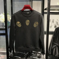 high quality plus fleece mens hoodie for fall and winter warmth pure cotton new skull fashion european style pullover