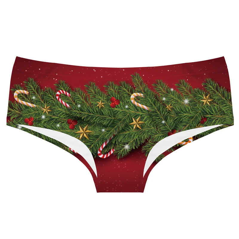 

Merry Christmas Print Girl Underwear Comfortable Low-Waist Briefs Breathable Seamless Panties For Women Temptation Sexy Lingerie