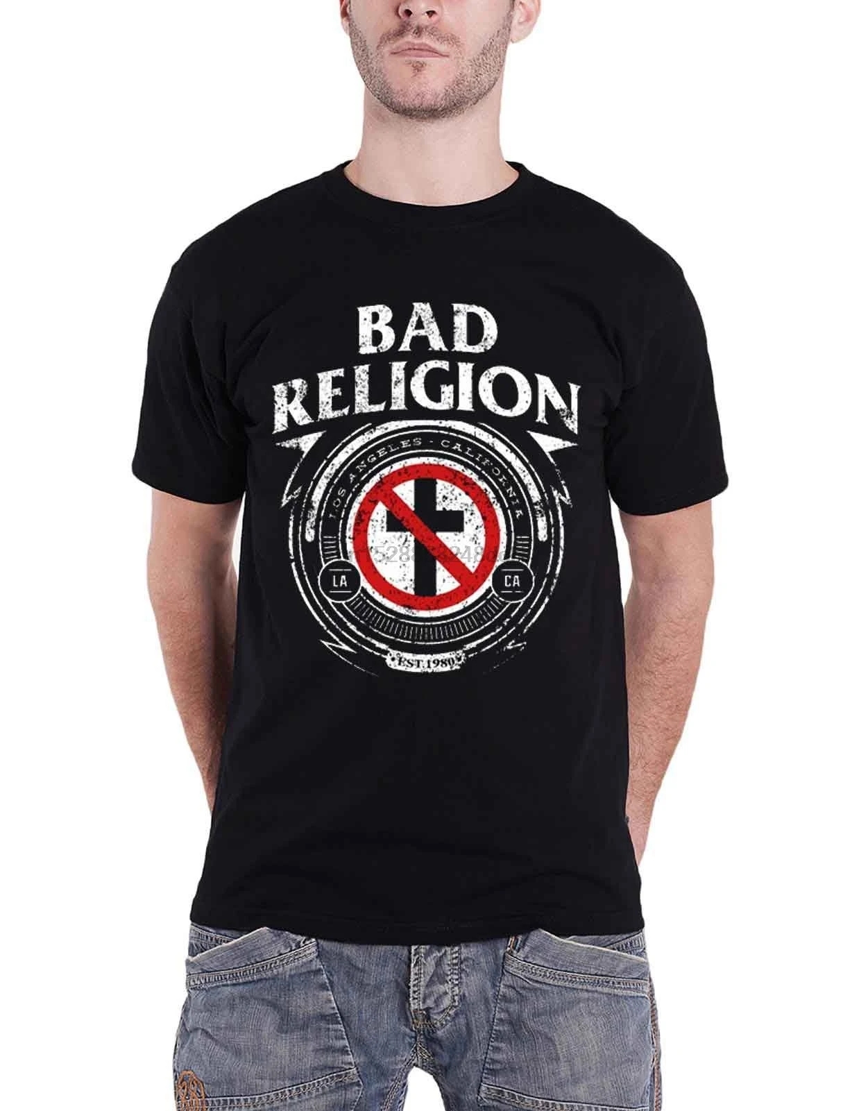Bad religion Футболка Значок крест La California Группа Логотип Мужская черная (2)| |