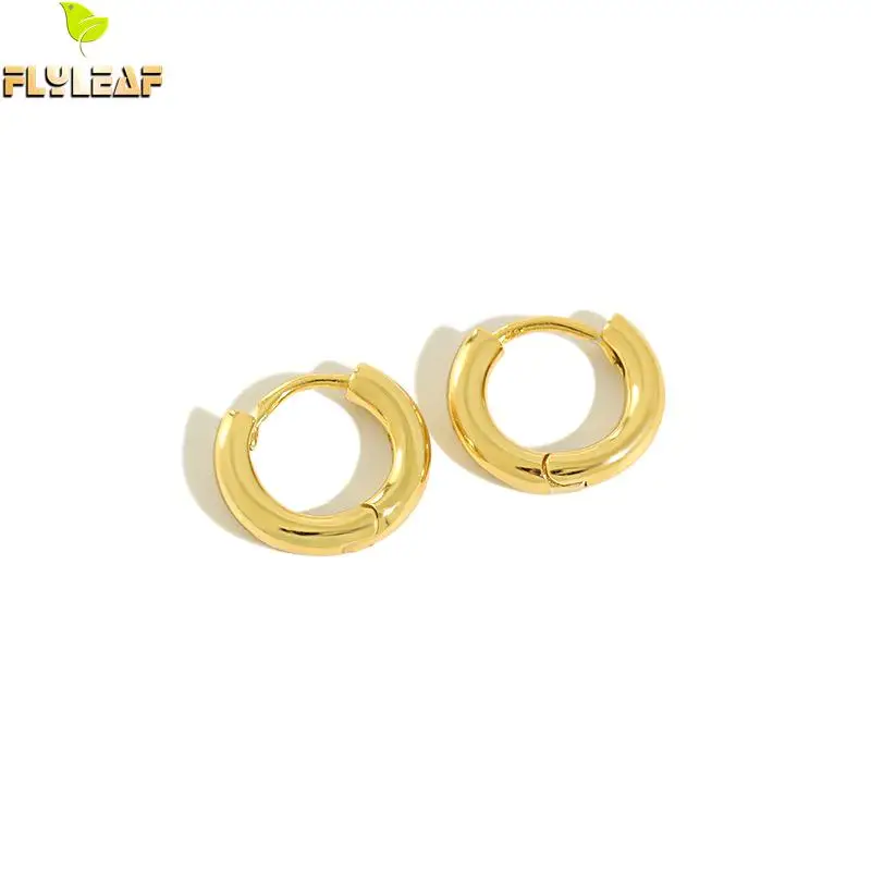 

925 Sterling Silver Gold Small Hoop Earrings For Women Korean Trend Style Girl Student Gift Fine Jewelry Flyleaf