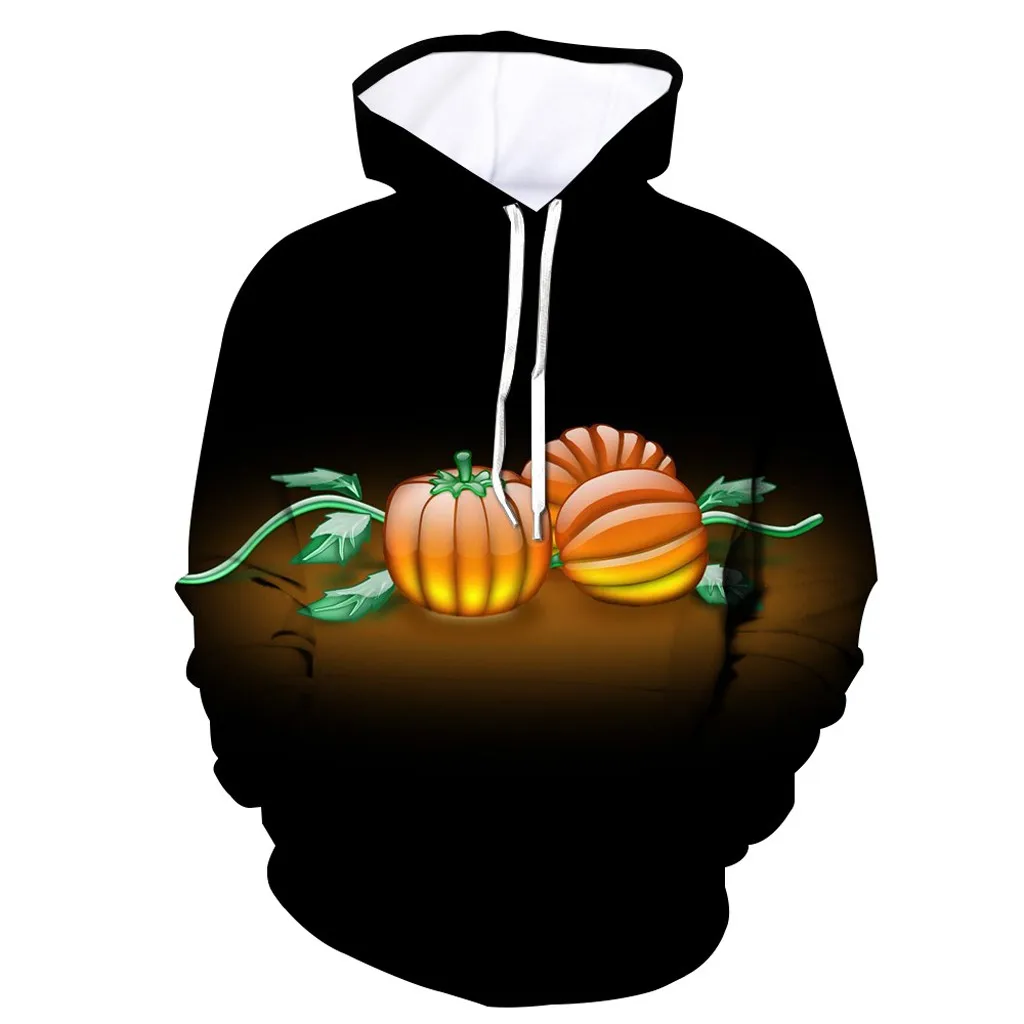 2019 Мужской пуловер Топы повседневные хэллоуин Страшные Тыквы 3D с длинным рукавом